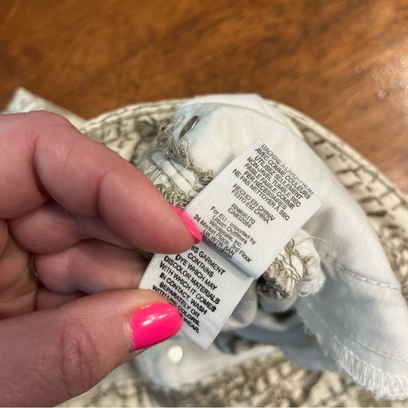 Free People cream Beige design denim pants stretch size 26 - Picture 5 of 10